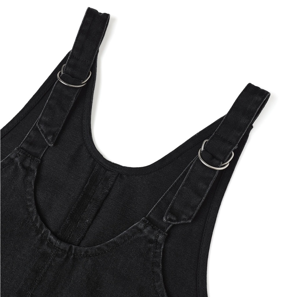 Black Women's Denim Overalls Jumpsuit